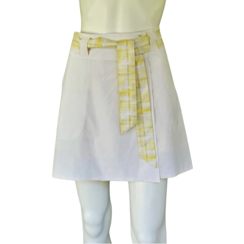 NIKE GOLF 3 pc Shorts Skirt w/Belt 10 Yellow Plaid Skort